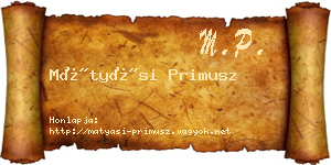 Mátyási Primusz névjegykártya